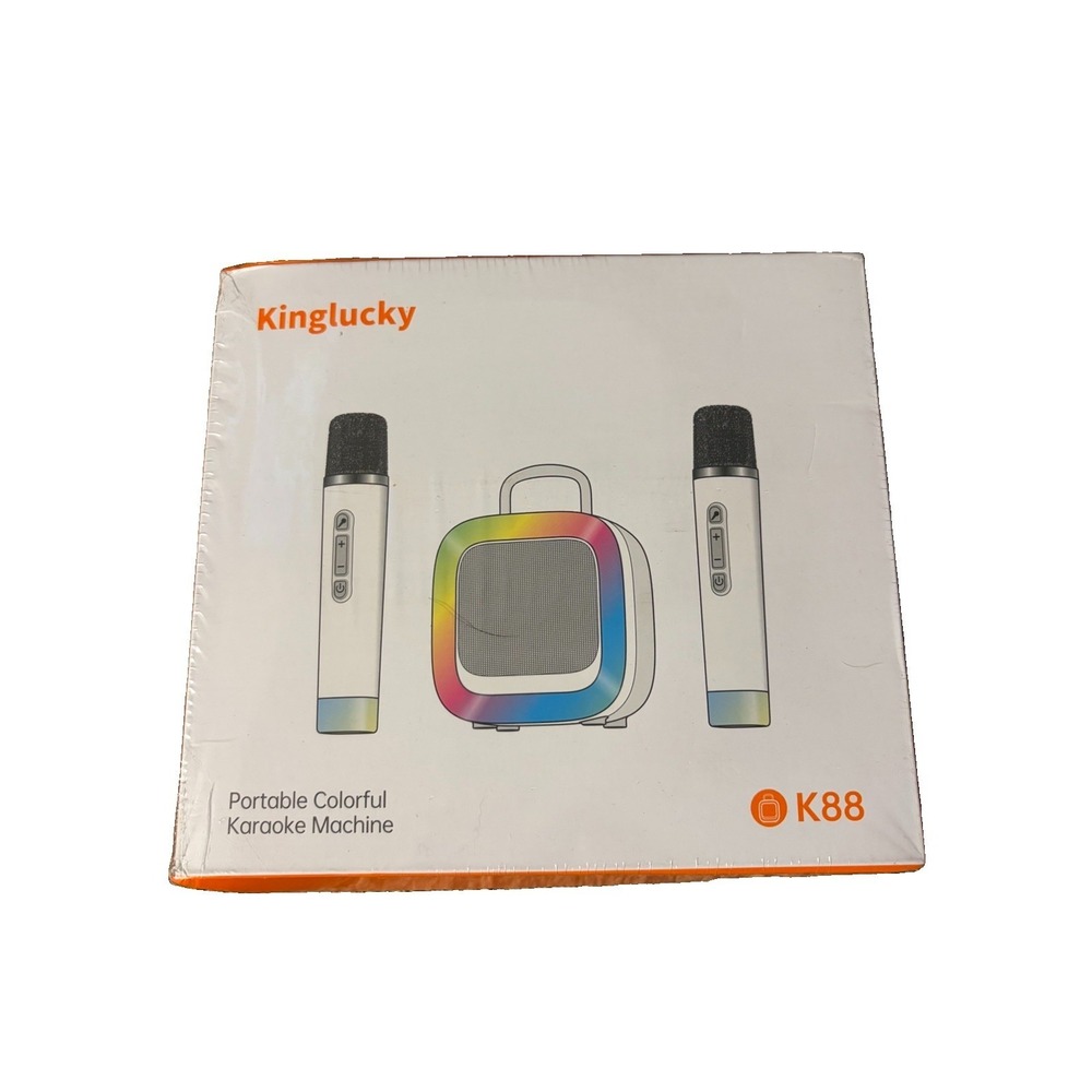 NEW Kinglucky K88 Portable colorful karaoke machine w/ 2 microphones
